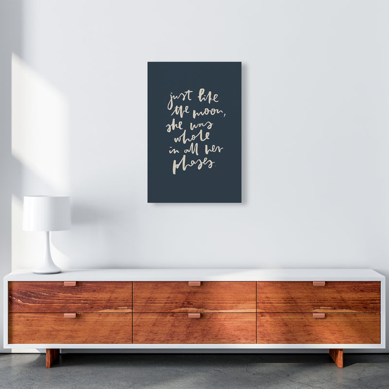 Just Like The Moon Lettering Navy By Planeta444 A2 Canvas