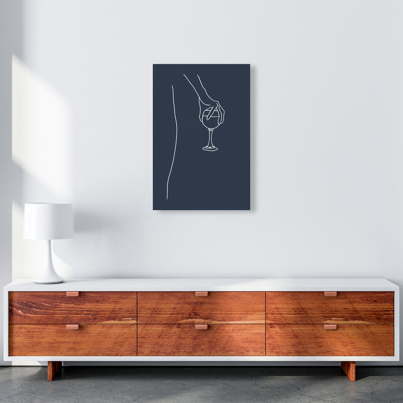 Hand Holding Wine Glass Navy Kitchen Art Print By Planeta444 A2 Canvas