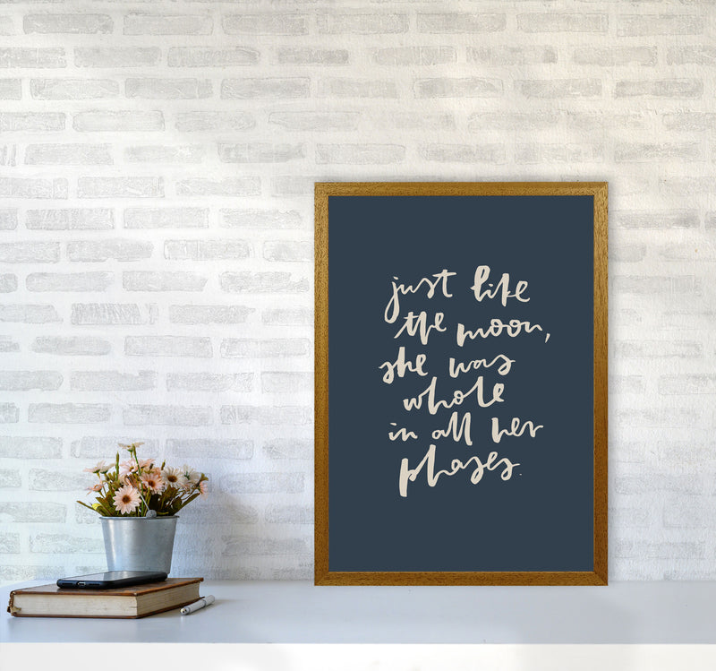 Just Like The Moon Lettering Navy By Planeta444 A2 Print Only