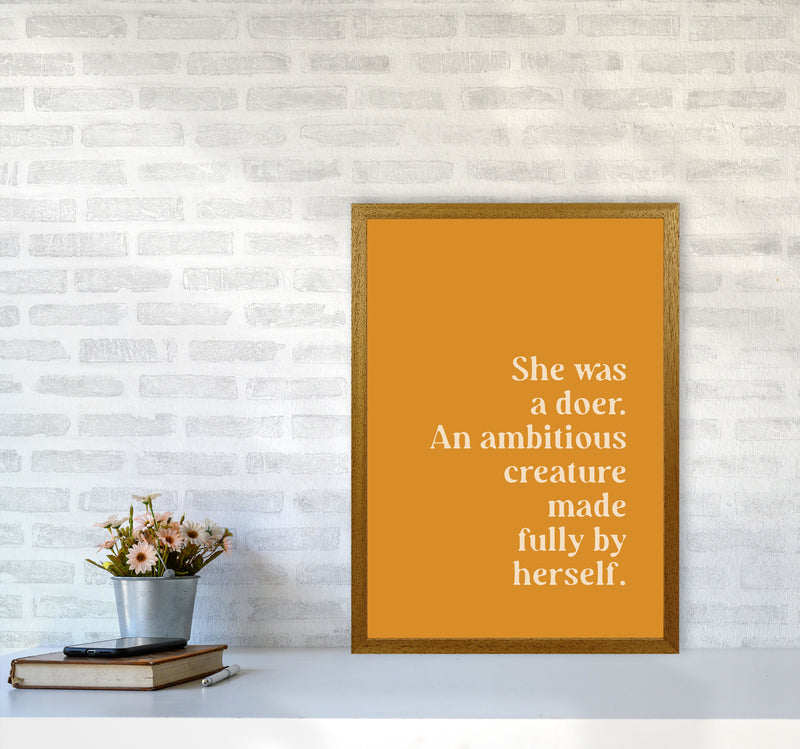 She Was A Doer Type Beige On Mustard By Planeta444 A2 Print Only