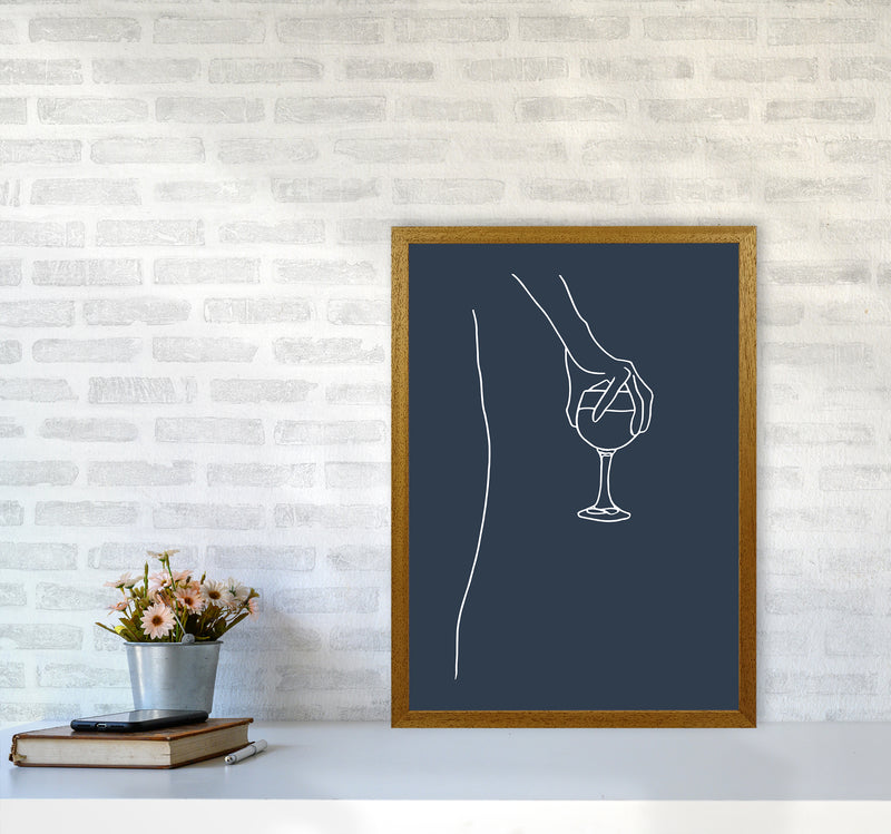 Hand Holding Wine Glass Navy Kitchen Art Print By Planeta444 A2 Print Only
