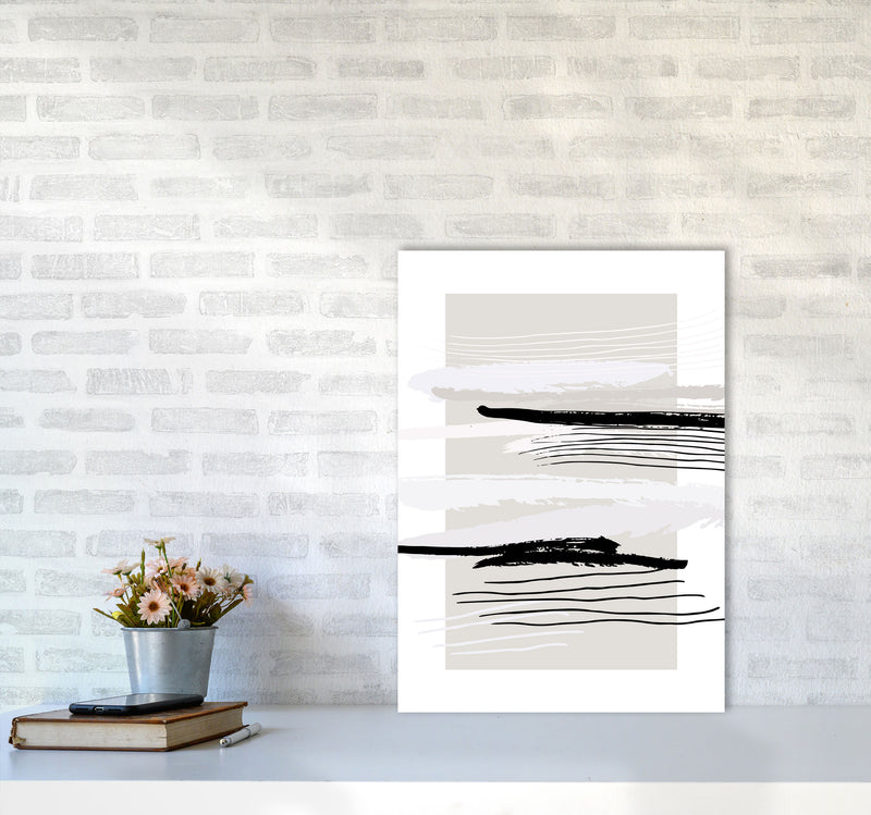 Abstracts Pennellate Linee Grey White Black By Planeta444 A2 Black Frame