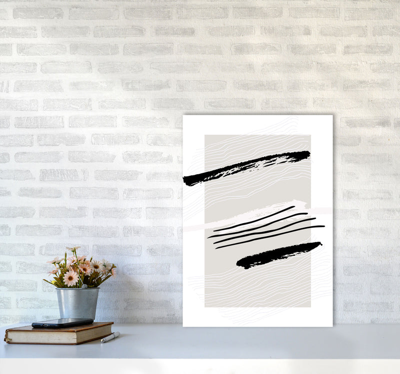 Abstracts Pennellate Linee Grey White Black2 By Planeta444 A2 Black Frame