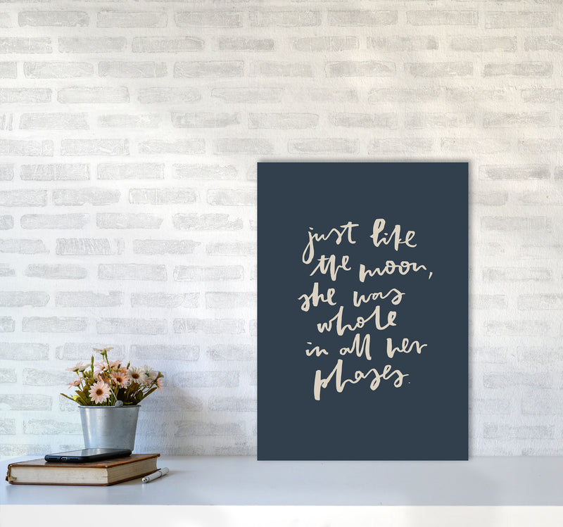Just Like The Moon Lettering Navy By Planeta444 A2 Black Frame