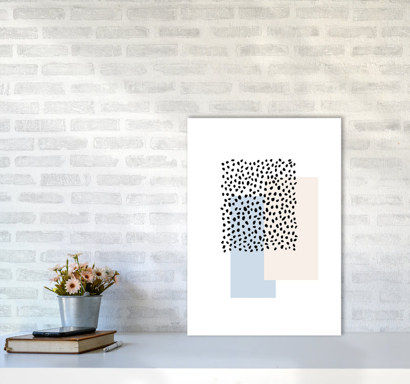 Dots Rectangles Light Blue Nude By Planeta444 A2 Black Frame