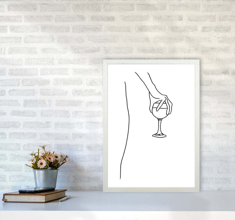 Hand Holding Wine Glass By Planeta444 A2 Oak Frame