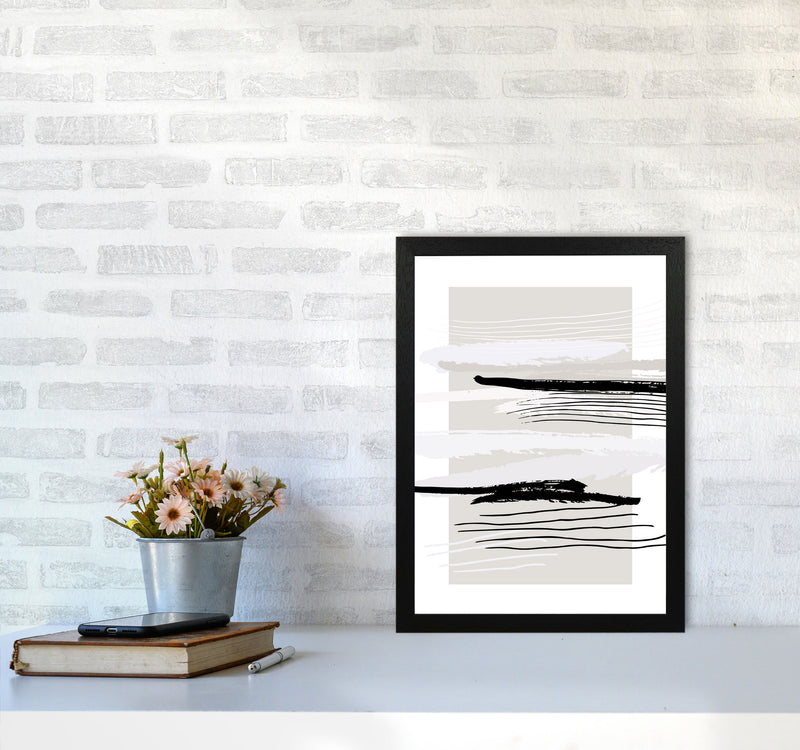 Abstracts Pennellate Linee Grey White Black By Planeta444 A3 White Frame