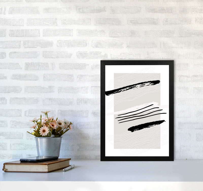 Abstracts Pennellate Linee Grey White Black2 By Planeta444 A3 White Frame