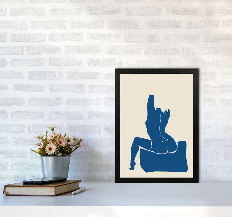 Matisse Sitting On Bed Arms High Blue By Planeta444 A3 White Frame