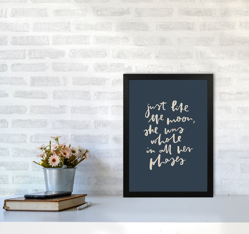 Just Like The Moon Lettering Navy By Planeta444 A3 White Frame