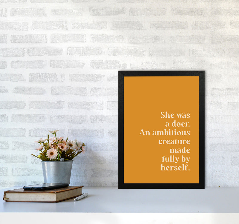 She Was A Doer Type Beige On Mustard By Planeta444 A3 White Frame