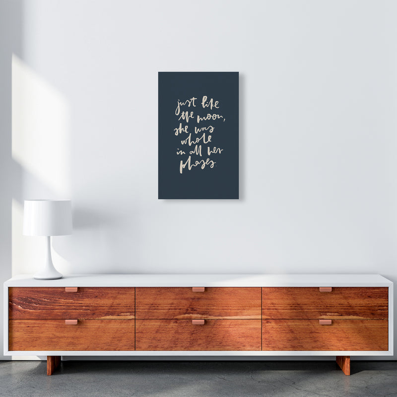 Just Like The Moon Lettering Navy By Planeta444 A3 Canvas