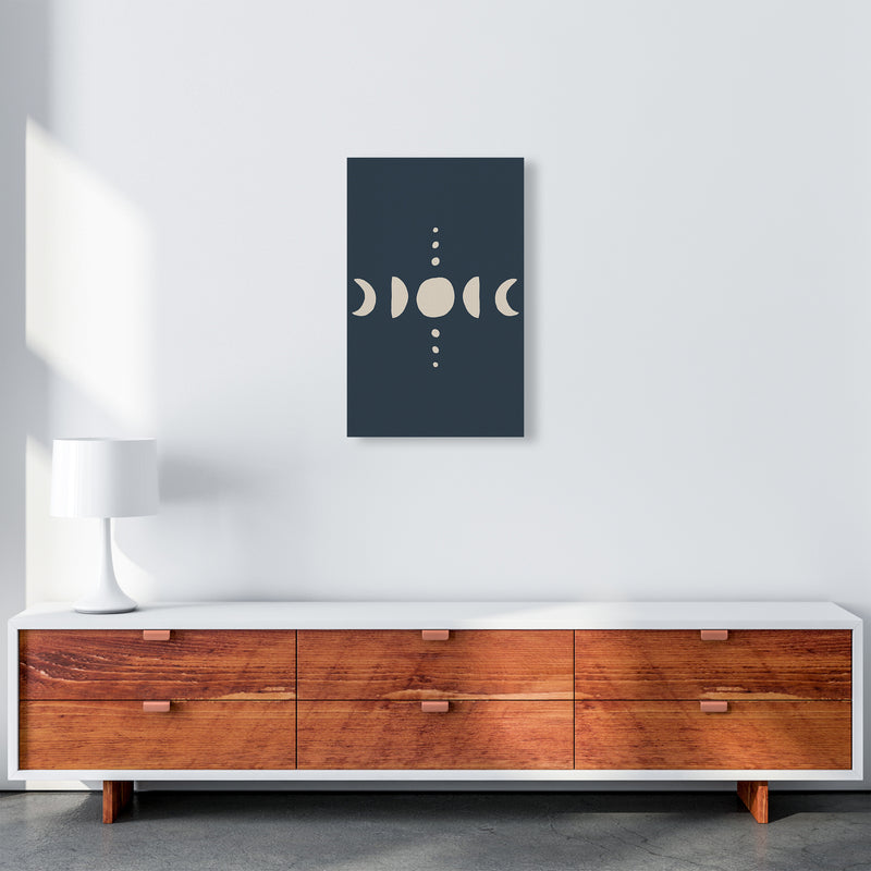 Moon Phases Beige Navy By Planeta444 A3 Canvas
