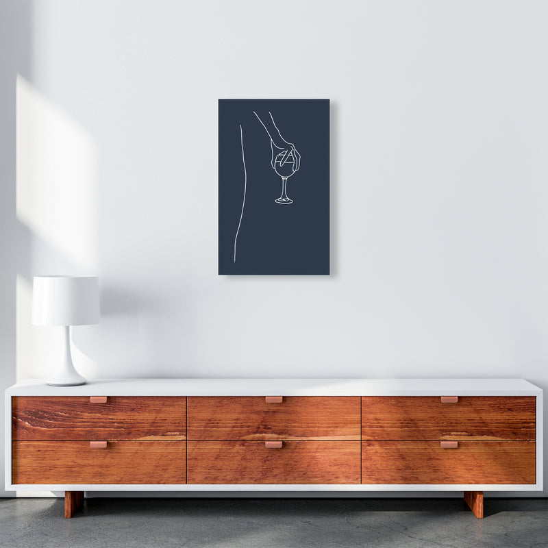 Hand Holding Wine Glass Navy Kitchen Art Print By Planeta444 A3 Canvas