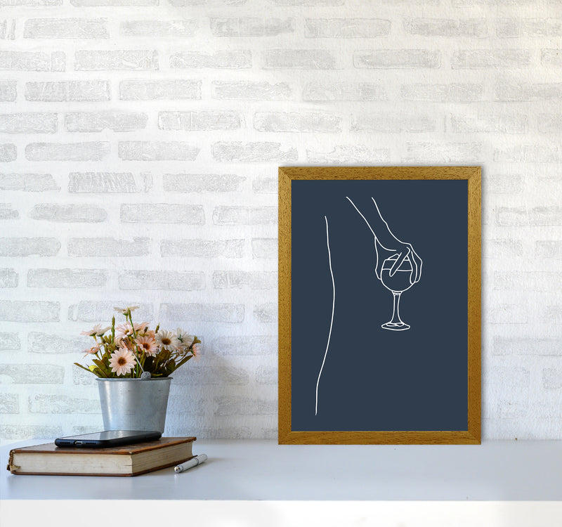 Hand Holding Wine Glass Navy Kitchen Art Print By Planeta444 A3 Print Only