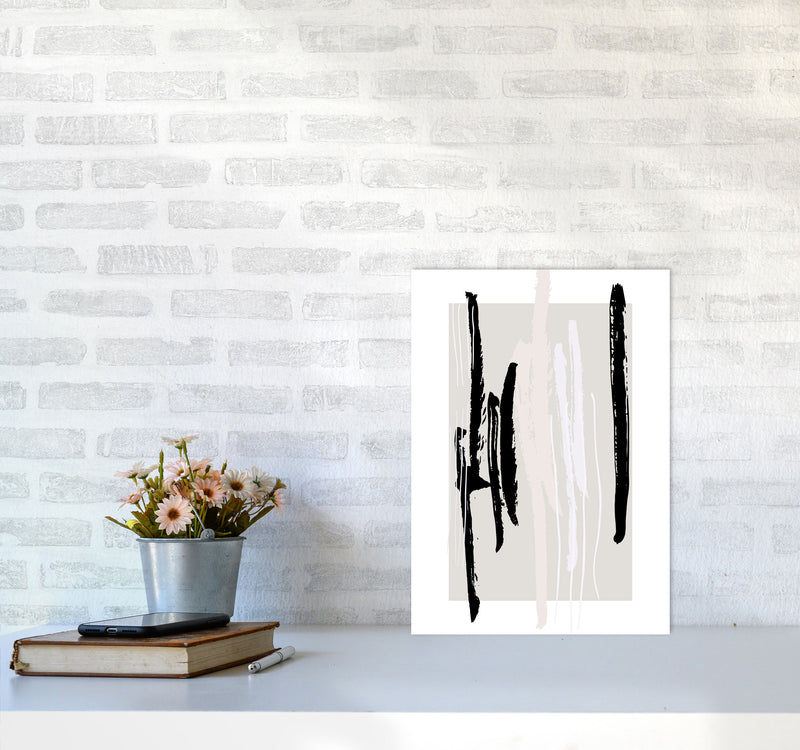 Abstracts Pennellate Linee Grey White Black3 By Planeta444 A3 Black Frame