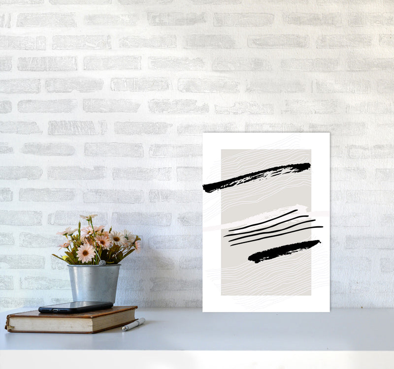 Abstracts Pennellate Linee Grey White Black2 By Planeta444 A3 Black Frame