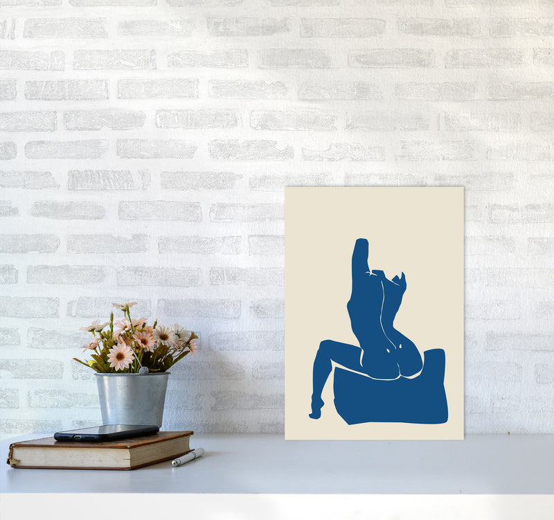 Matisse Sitting On Bed Arms High Blue By Planeta444 A3 Black Frame