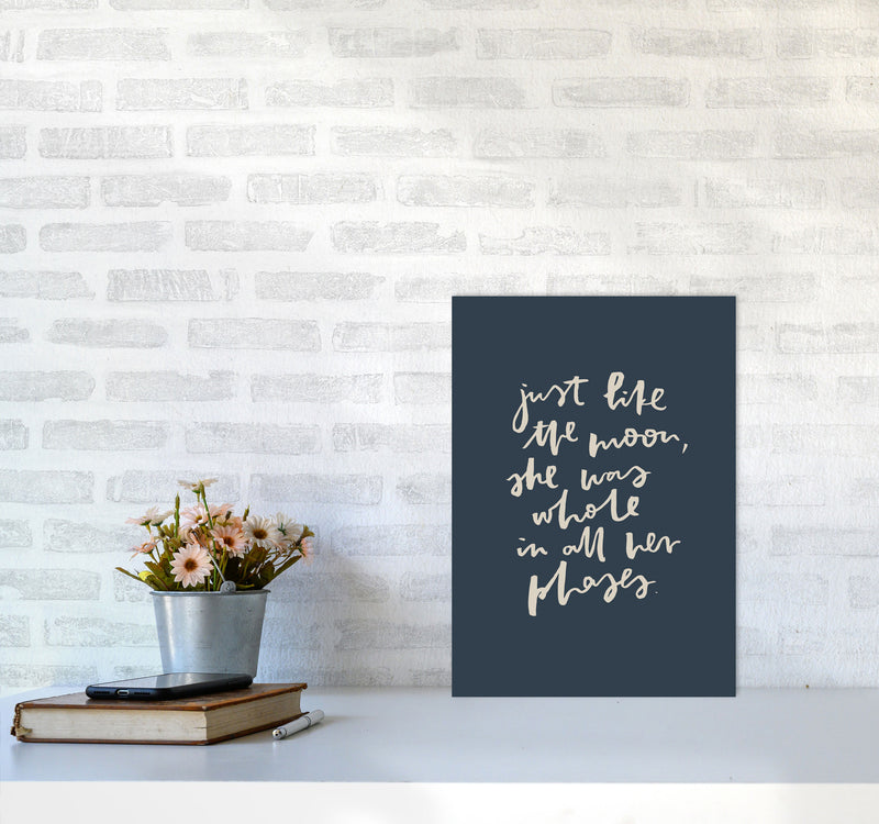 Just Like The Moon Lettering Navy By Planeta444 A3 Black Frame