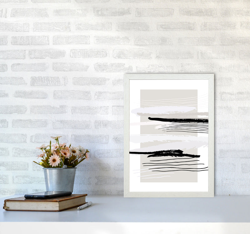 Abstracts Pennellate Linee Grey White Black By Planeta444 A3 Oak Frame