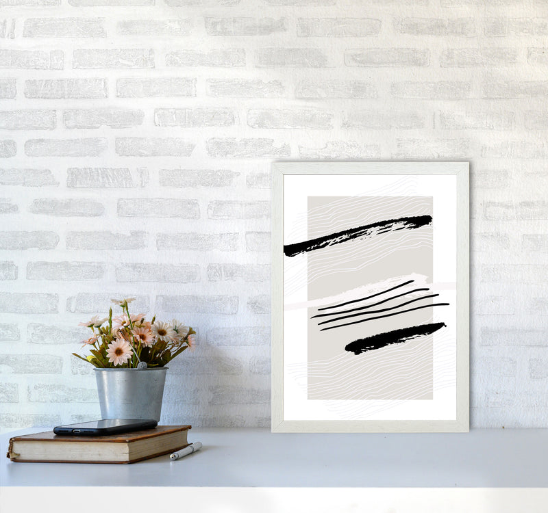 Abstracts Pennellate Linee Grey White Black2 By Planeta444 A3 Oak Frame