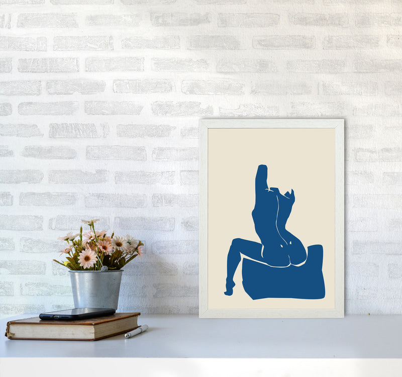 Matisse Sitting On Bed Arms High Blue By Planeta444 A3 Oak Frame