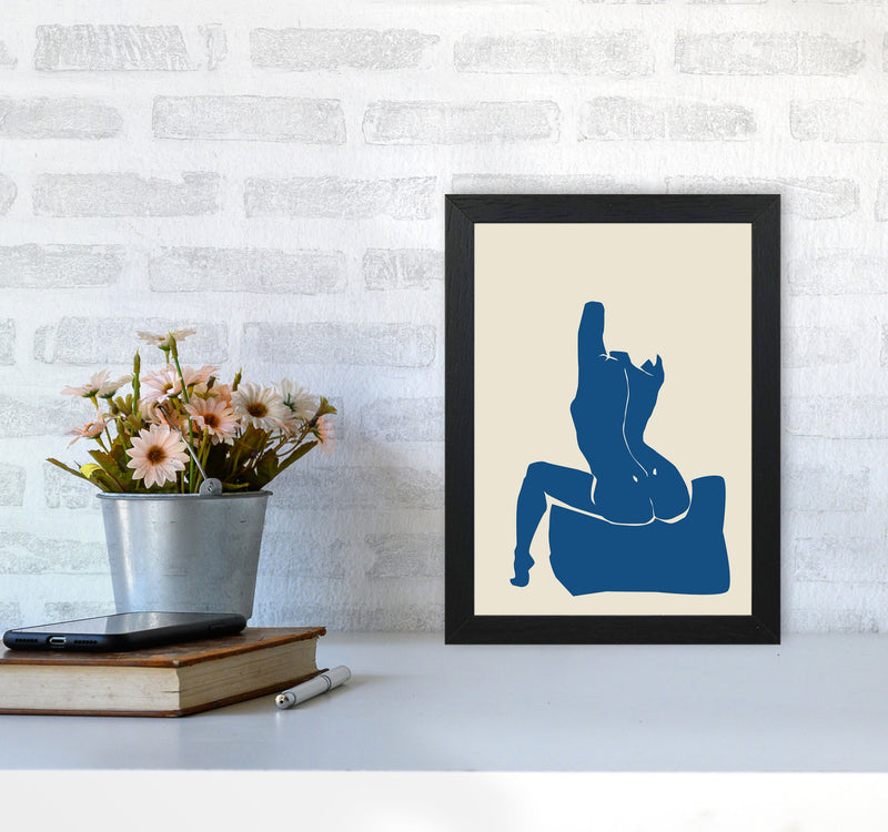 Matisse Sitting On Bed Arms High Blue By Planeta444 A4 White Frame