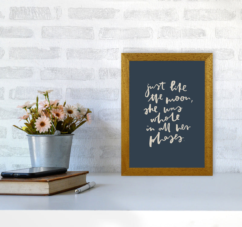 Just Like The Moon Lettering Navy By Planeta444 A4 Print Only