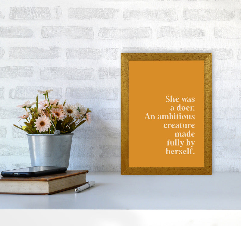 She Was A Doer Type Beige On Mustard By Planeta444 A4 Print Only