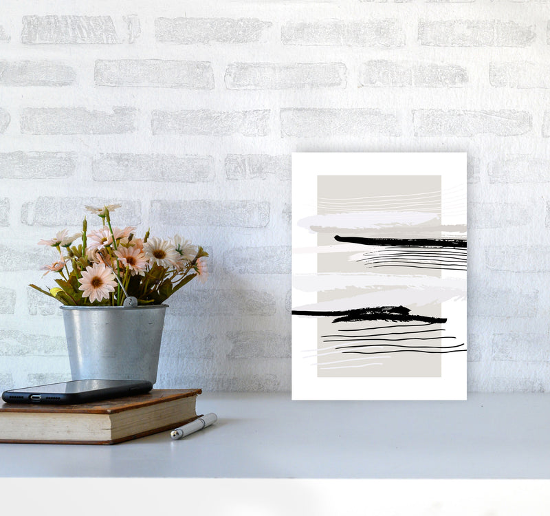 Abstracts Pennellate Linee Grey White Black By Planeta444 A4 Black Frame