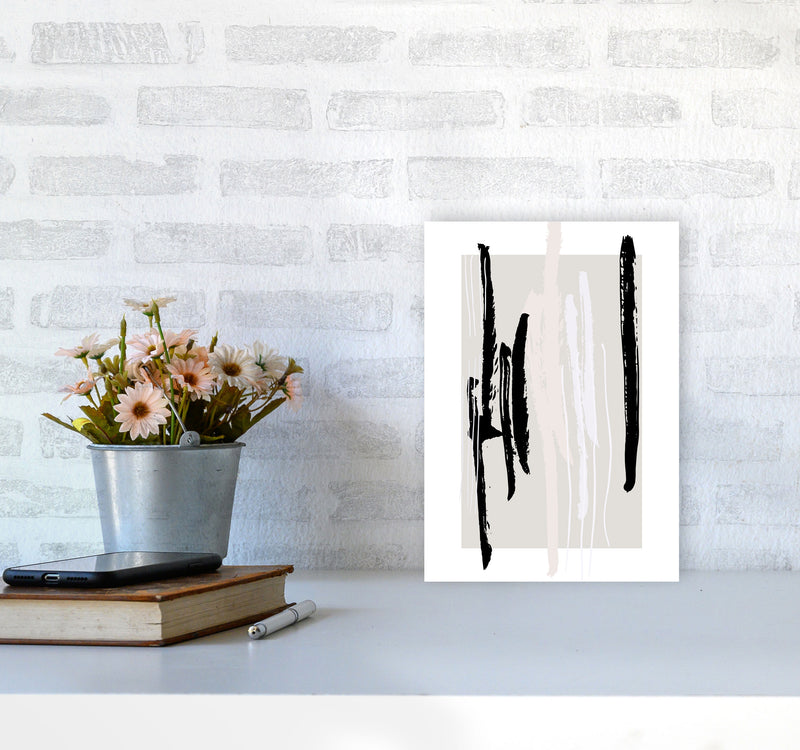 Abstracts Pennellate Linee Grey White Black3 By Planeta444 A4 Black Frame
