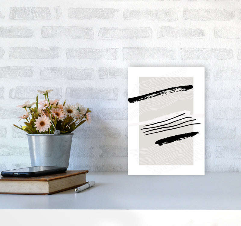 Abstracts Pennellate Linee Grey White Black2 By Planeta444 A4 Black Frame