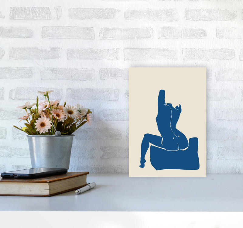 Matisse Sitting On Bed Arms High Blue By Planeta444 A4 Black Frame