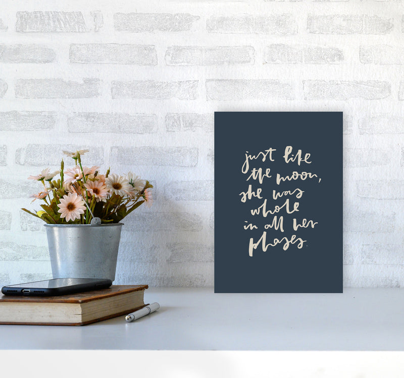 Just Like The Moon Lettering Navy By Planeta444 A4 Black Frame