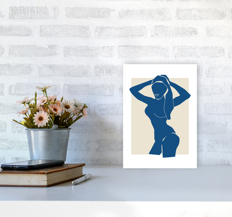 Matisse Hands To Head Blue By Planeta444 A4 Black Frame