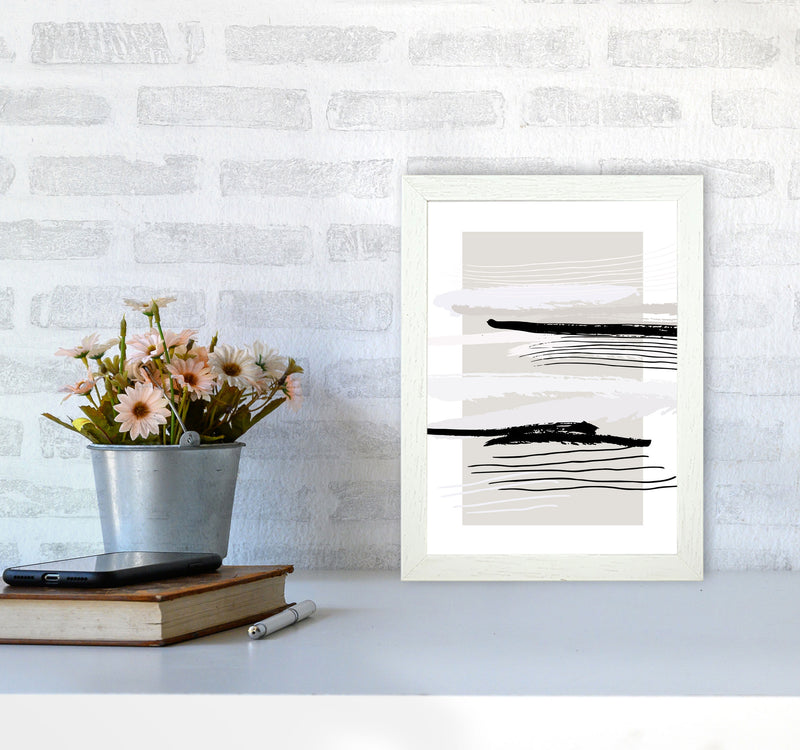 Abstracts Pennellate Linee Grey White Black By Planeta444 A4 Oak Frame