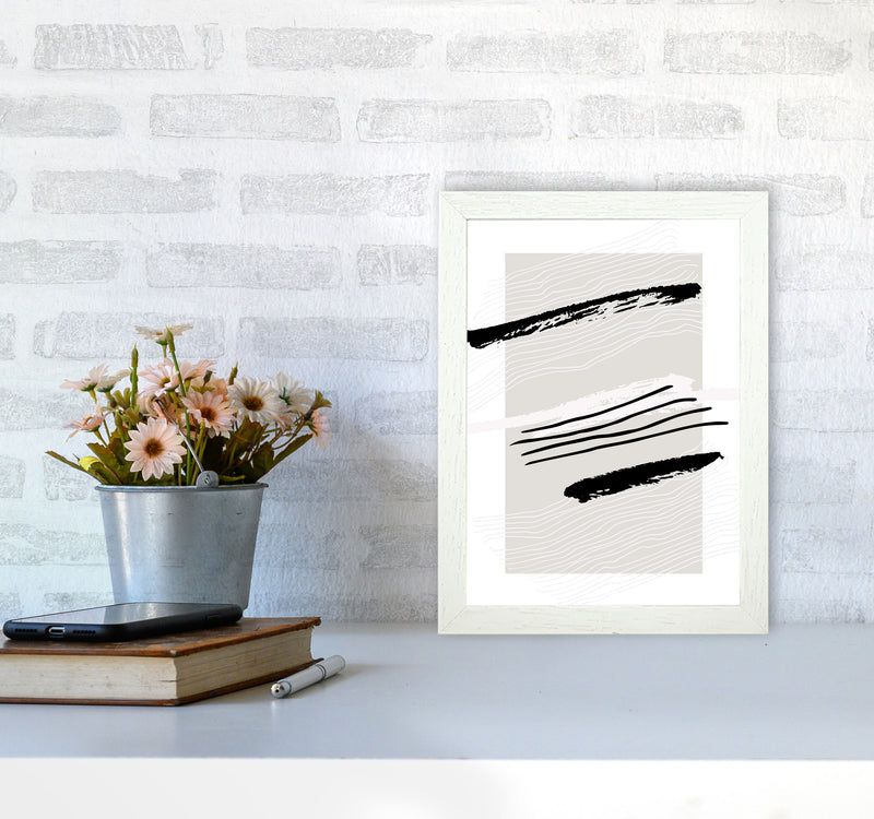 Abstracts Pennellate Linee Grey White Black2 By Planeta444 A4 Oak Frame