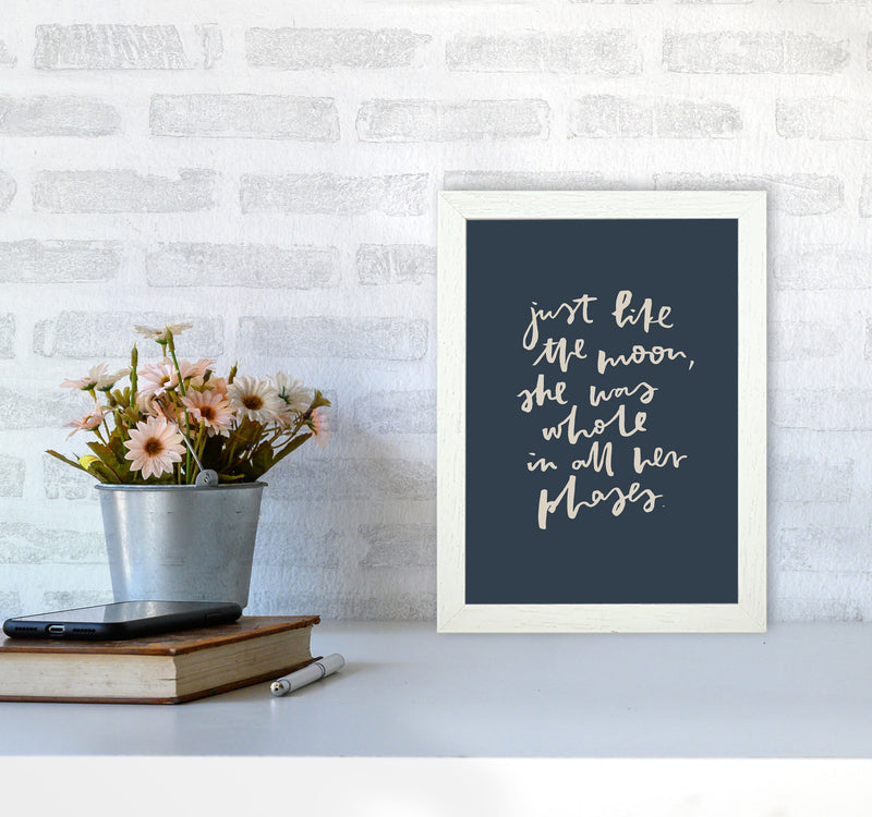 Just Like The Moon Lettering Navy By Planeta444 A4 Oak Frame
