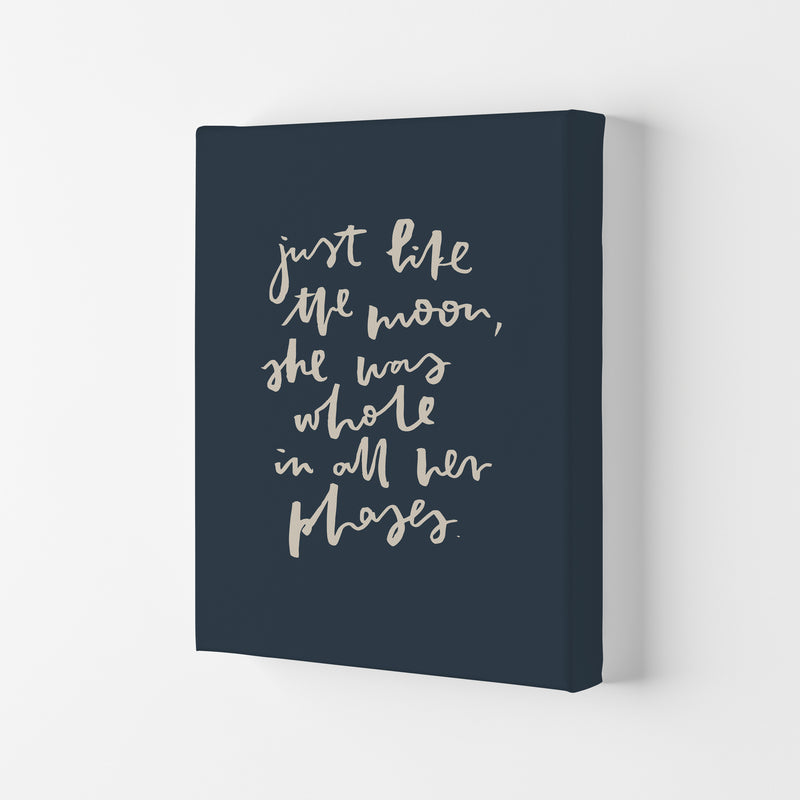 Just Like The Moon Lettering Navy By Planeta444 Canvas