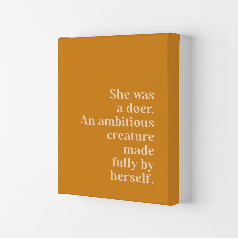 She Was A Doer Type Beige On Mustard By Planeta444 Canvas