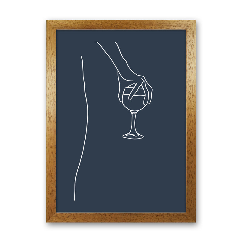 Hand Holding Wine Glass Navy Kitchen Art Print By Planeta444 Oak Grain