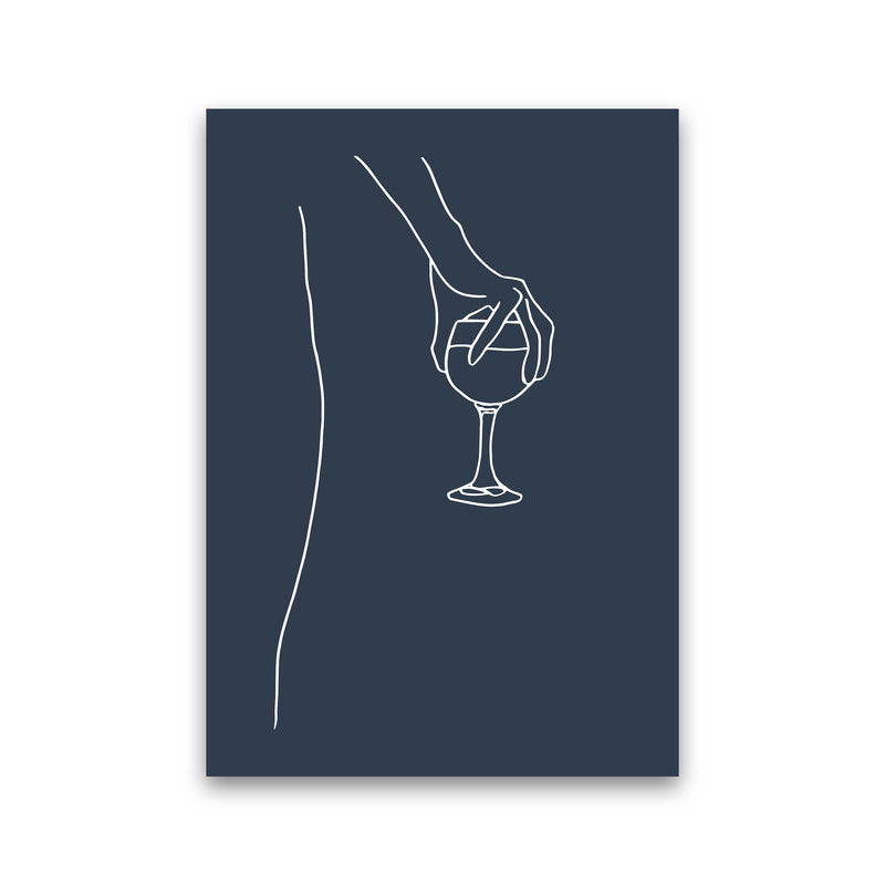 Hand Holding Wine Glass Navy Kitchen Art Print By Planeta444 Print Only
