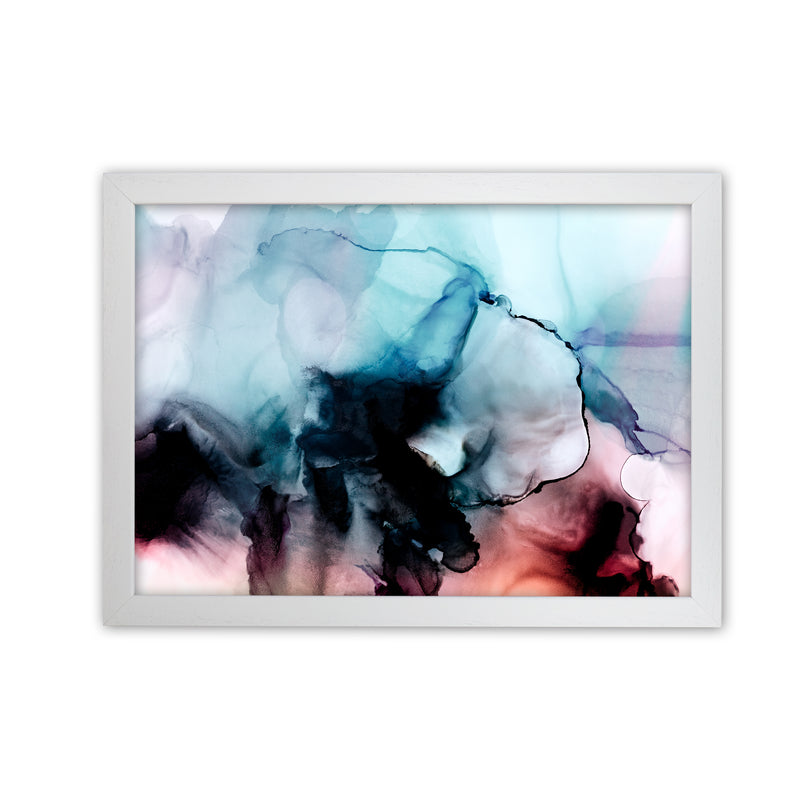 Abstract Watercolor Blue Pink Original A1 White Grain Frame