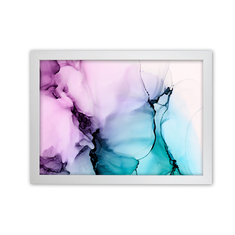 Purple Blue Watercolor Original  A1 White Grain Frame