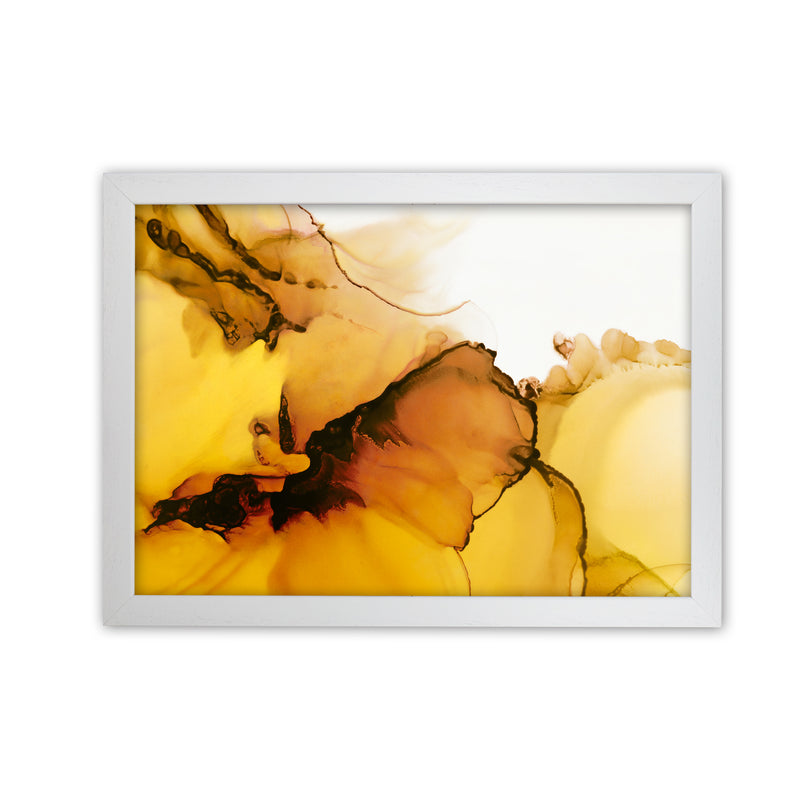 Yellow Watercolor Abstract Original  A1 White Grain Frame