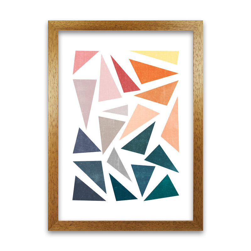 Abstract Colorful Geometric Prints Original A1 Honey Oak Frame