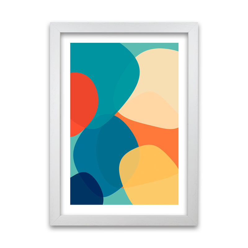 Abstract Multicolour Design Original  A1 White Grain Frame