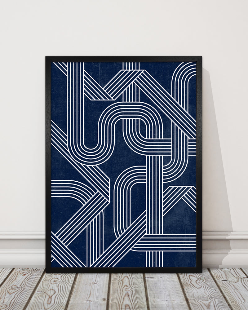 Blue Abstract Lines Wall Art