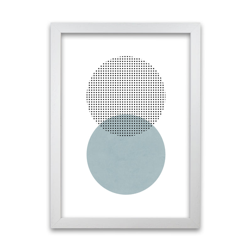 Blue and Black Abstract Circles A1 White Grain Frame