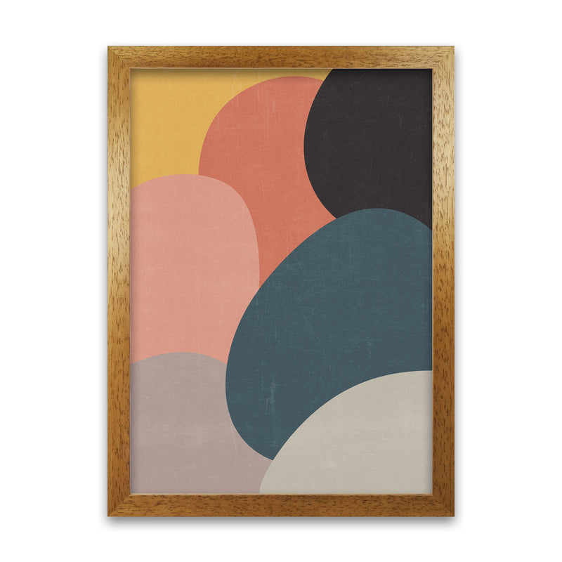 Colorful Abstract Shapes Original  A1 Honey Oak Frame